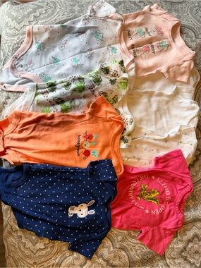 Mixed Baby Girl 0-3 Month Onesies Set - Pink, Peach, Orange, White, Navy, Green